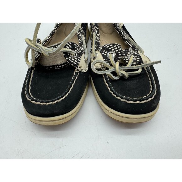 Sperry Top Sider Women's Angelfish Slip-On Nubuck Boat Shoes Size 7M Black Cream - Picture 8 of 10